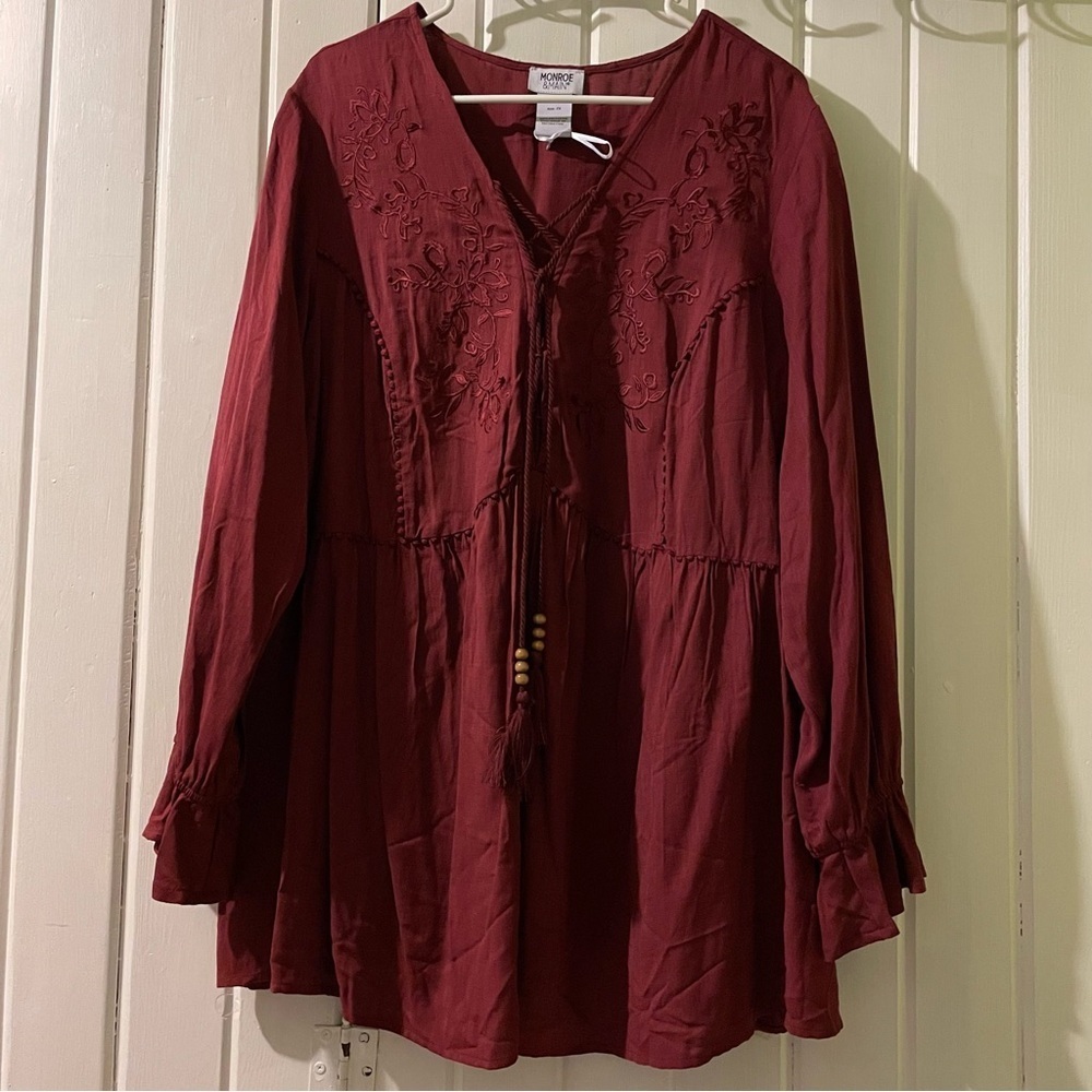 Monroe & Main burgundy blouse 2X NWOT